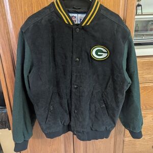 LOGO 7 Black and Green Varsity Jacket